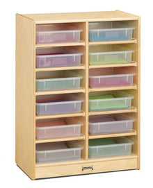 Jonti-Craft 12 Bins Mobile Storage with Clear Bins Yellow
