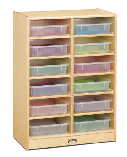 Jonti-Craft 12 Bins Mobile Storage with Clear Bins Yellow