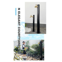 304 Stainless Steel Cylindrical Vertical Garden Water Column,Freestanding Hose Stand with Lock Faucet,Outdoor Antifreeze Faucet Water Dispenser Hydrant Water Feature Fountain