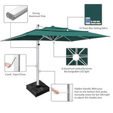 EliteShade Apollo 3-Tier 10x13FT Aluminum Crank Open Cantilever Patio Umbrella Forest Green