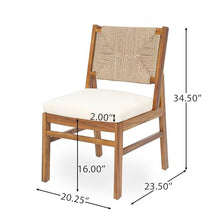 Christopher Knight Home Outdoor Bistro Set 3 Piece, Acacia Wood Round Dining Table and 2 Wicker Dining Chairs with Cushions, Teak Finish Patio Furniture Set for Balcony Garden Deck