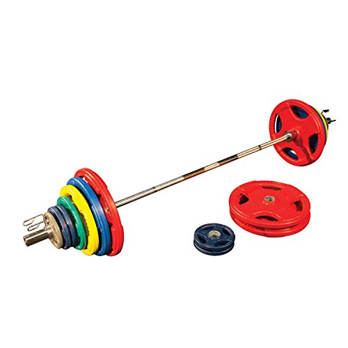 Body-Solid Quad Grip Design Rubber Plate - Olympic Weight Plates Set Multi