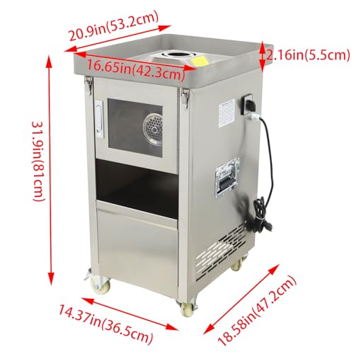 INTSUPERMAI Commercial Meat Grinder 8MM Stainless Steel Electric Mincer Silver