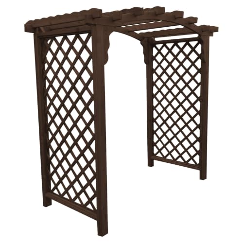 Keystone Amish Co. Newberry Cedar Garden Arbor, Heavy Duty Outdoor Wooden Archway Trellis for Climbing Plants, Amish Crafted, Made in USA, 6-Foot, Walnut Stain