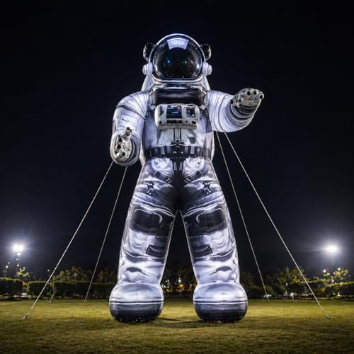13 ft Giant Inflatable Astronaut with LED Lights, Standing or Hanging Spaceman Blow Up Decoration for Outer Space Themed Parties, Events Decor, Stage Props, Outdoor Display