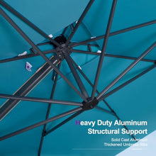 OROTLECT 12' x 12' Square Double Top Cantilever TiltIng Umbrella With Base And 360°Rotation,Turquoise Blue