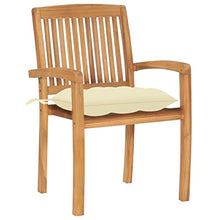 RJPLMFV Patio Chairs 2 pcs with Cream White Cushions Solid Teak Wood Outdoor Chairs Balcony Chair Deck Chairs for Gardens, courtyards