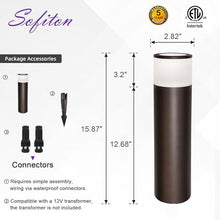 Sofiton Low Voltage Bollard Pathway Lights, 1800K-5000K Adjustable, 5W, LED Landscape Path Lighting for Wet Location, Wired Landscape Lights for Walkway Garden Yard, ORB, Aluminum, ETL Listed, 16PK
