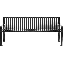 Global Industrial 6 ft Outdoor Park Bench with Back Vertical Steel Slat Black