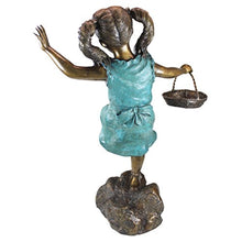 Design Toscano Brittany with a Basket Little Girl Cast Bronze Garden Statue Two Tone Bronze & Verdigris