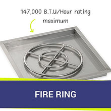 24" Stainless Steel Square Drop in Pan with 18" Fire Ring