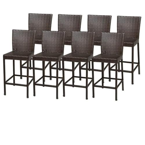 TK Classics Napa Outdoor Wicker Bar Stools Set of 8 Brown