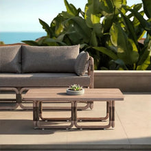 Baja Rectangular Outdoor Coffee Table in Eucalyptus and Brown Rope