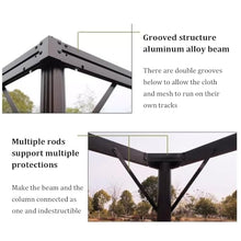 Outdoor Metal Double Roof Canopy, Pop Up Instant Gazebo Tent, Patio Garden Pergola with Zipper, Double-Track Curtain Design, for Garden, Porch, Lawn(Khaki)