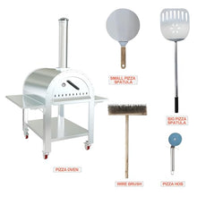 Outdoor Pizza Oven 32 Inches, Wood Fired Large Pizza Oven with Wheels, Stainless Steel Pizza Maker for Outdoor Kitchen, Backyard, Patio, Garden & Restaurant