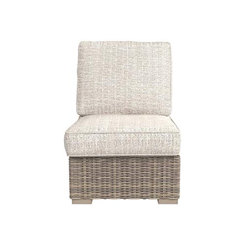 Misc Beige Outdoor Armless Chair by Aluminum Resin Wicker Cushion Included