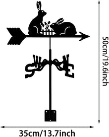 Metal Wind Vane Garden Rabbit with Roof Mount Weathercock Wind Direction Indicator Retro Garden Shape Metal Weathervane Stainless Steel Weathervane for Garden Gazeb