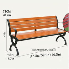 OECETCAWKD Iron Outdoor Garden Bench, Weatherproof Park Bench with backrest for Outside, Wood Plastic Composite Seat for Patio, Porch, Backyard(120cm/47.2in)