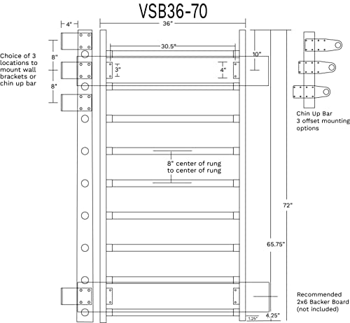 Vita Barre VSB36-80 - 36" Wide Stall Bars (Swedish Bars) - 80" Tall
