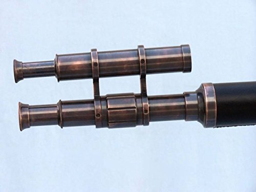 Hampton Nautical Floor Standing Antique Copper Leather Telescope 65