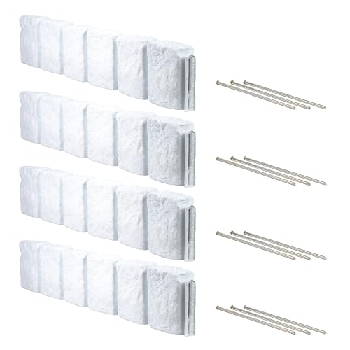 Beuta Landscape Edging | Garden Edging Border | Polyrock Block XL for Lawn Edging, Flower Beds & Yard Edging – 4 Pack | Each Section Has 6 Blocks 48" L x 4" W x 9.5" H | 12 Spikes | Limewash