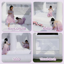 awesmflate 15FT White Bounce House with Slide and Ball Pit for Adults and Big Kids