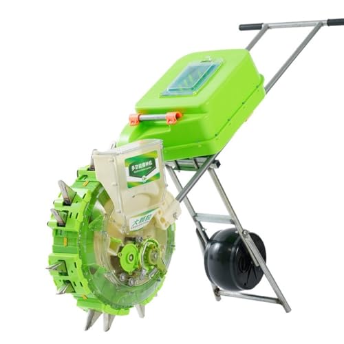sunbiaouk Push Garden Seeder & Fertilizer Applicator, Row Planter Corn Planter Seeder with 7 Interchangeable Seed Plates, dockable Bracket Design(5 Holes)