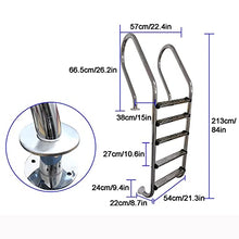 5 Step Stainless Steel in-Pool Ladder, In-Ground Pool Ladder W/Non-Slip Footstep, Entry and Exit System for In-Ground Swimming Pools, No Pre-Embedded