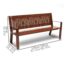 HYgloF Patio Benches Garden Backrest Bench with Armrests, Steel Openwork Pattern Chair, for Outdoor Balcony Leisure Seat Garden Bench(Small)