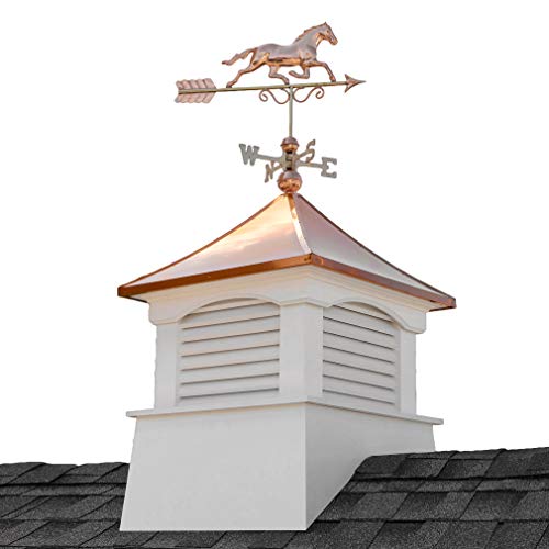 Good Directions 30" Square Coventry Vinyl Cupola with Horse Weathervane White