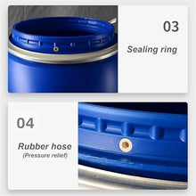 DIROVO Rain Barrels Large Blue Plastic Water Storage Barrel with Locking Lid & Latch Ring, Food Grade Industrial Portable Tank,for Long-Term Emergency, Camping & RV(200L)