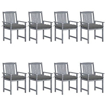 KUTYWEXFM 8 Piece Patio Chairs with Cushions Gray Solid Acacia Wood