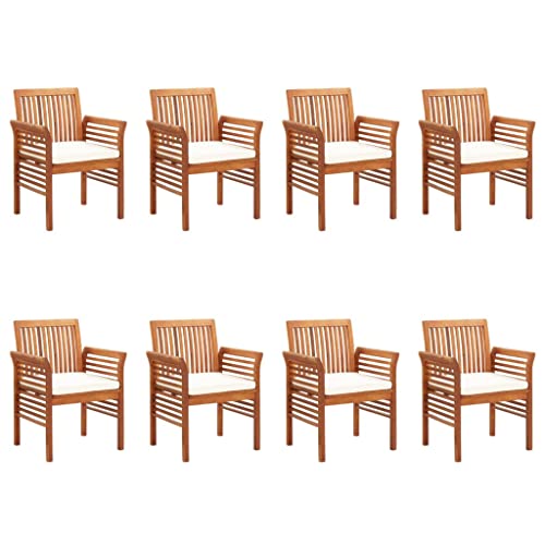 ZQQLVOO Patio Dining Chairs with Cushions 8 pcs Solid Wood Acacia, Outoor Bar Height Stools, Outdoor Dining Chair, Patio High Top Bar Height Stool Chairs for Home Entertaining