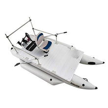AQUOS Heavy-Duty Inflatable Pontoon Boat for Two with Trolling Motor Grey Transom Hand Control 12V 55LBS