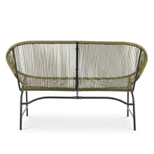 SRECELL Outdoor Wicker Loveseat Patio Furniture, PE Rattan Love Seat with Iron Frame, All-Weather Patio Bench Seating for Backyard, Balcony, Deck, Modern Outdoor Couch No Cushions,Green