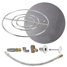 Spotix HPC Round Match Lit Fire Pit Burner Kit with 30-Inch Stainless Steel Burner and 36-Inch Flat Pan, Natural Gas, Polished Chrome, with Flange, Key, Valve, Flex Line and Fittings
