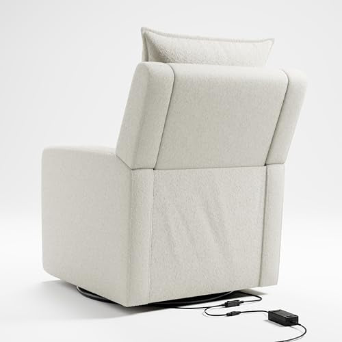 Storkcraft Timeless Recliner Glider with USB Ivory Boucle