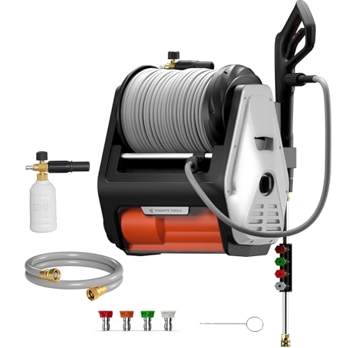 Giraffe Tools Grandfalls Pressure Washer Pro with 100FT Hoses, Light Silver