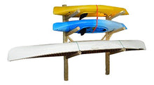 Log Kayak Rack Dock Mounted 1 Canoe Plus 2 Kayak or SUP Natural Finish