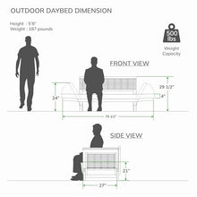 Cambridge Casual Auburn Teak Wood Outdoor Convertible Sofa Daybed – 3-in-1 Patio Couch, Outdoor Futon Sofa Bed & Chaise Lounge with Honey Brown All-Weather Wicker & Cast Shale Cushion