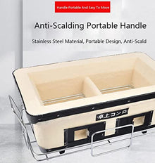 Dntum Japanese Yakatori BBQ Charcoal Grill Rectangle Ceramic Clay Grill Cooker Tabletop Hibachi Stove with Grate, Stand and Food Tong for Indoor Outdoor