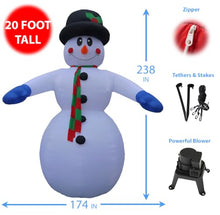 20 FT Tall Giant Christmas Inflatable Snowman with Hat and Scarf