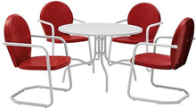 Pemberly Row 5 Piece Metal Patio Dining Set, Steel Construction, White Powder Coated UV Resistant Finish, Includes Round Table and Armchairs, Outdoor Furniture for Patio, Garden, or Backyard Dining