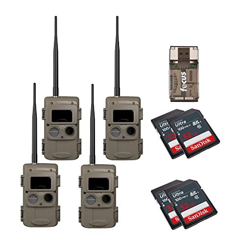 Cuddeback CuddeLink Wireless Trail Camera 3rd Gen with Antenna Bundle and 32GB Memory Card (4-Pack)