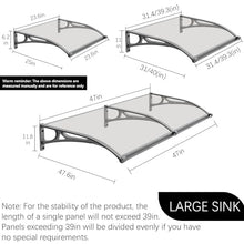 Awnings for Outside，Window awnings Exterior，Aluminum Bracket, Durable Polycarbonate Canopy，Rain & Snow Protection, for Entrance, Balcony, Garage-Blue-120x240cm/47x95in