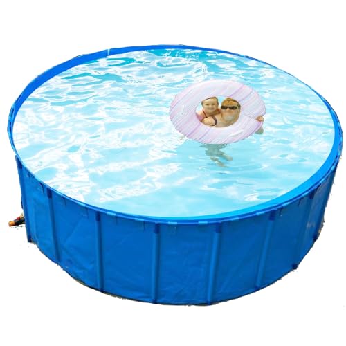 Large Outdoor Pool for Kids, 26/30/36/48 Inch Deep Family Pools/Albercas Para Adultos for Backyard/Home/Parties, Diameters - 1 2 3 4 5 M Blue Paddling Pool, Round Temporary Koi Pond(Deep 26inch/66cm,D