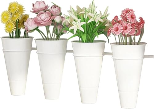 Flower Display Stand,Wall Mounted Decorative Plant Holder,Plastic Indoor Outdoor Flower Pot Holder Rack,Fresh Flower Shop Floral Container Plant Stand(Size:Single row 120cm,Color:White)
