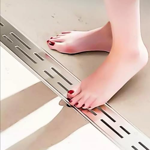 MLYAYE Outdoor Linear Concrete Channel Drain Kit, French Yard/Garden/Balconies Trench Drain System 2-inch, Drop-in Shower Non-Slip Gutter Cover(8 Pieces,15x8cm/5.9x3.1inch)