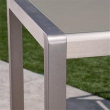 Noble House Cape Coral Outdoor 5 Piece Glass Top Aluminum Bar Set Grey