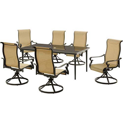 Hanover Brigantine 7-Piece Modern Outdoor Dining Set Tan